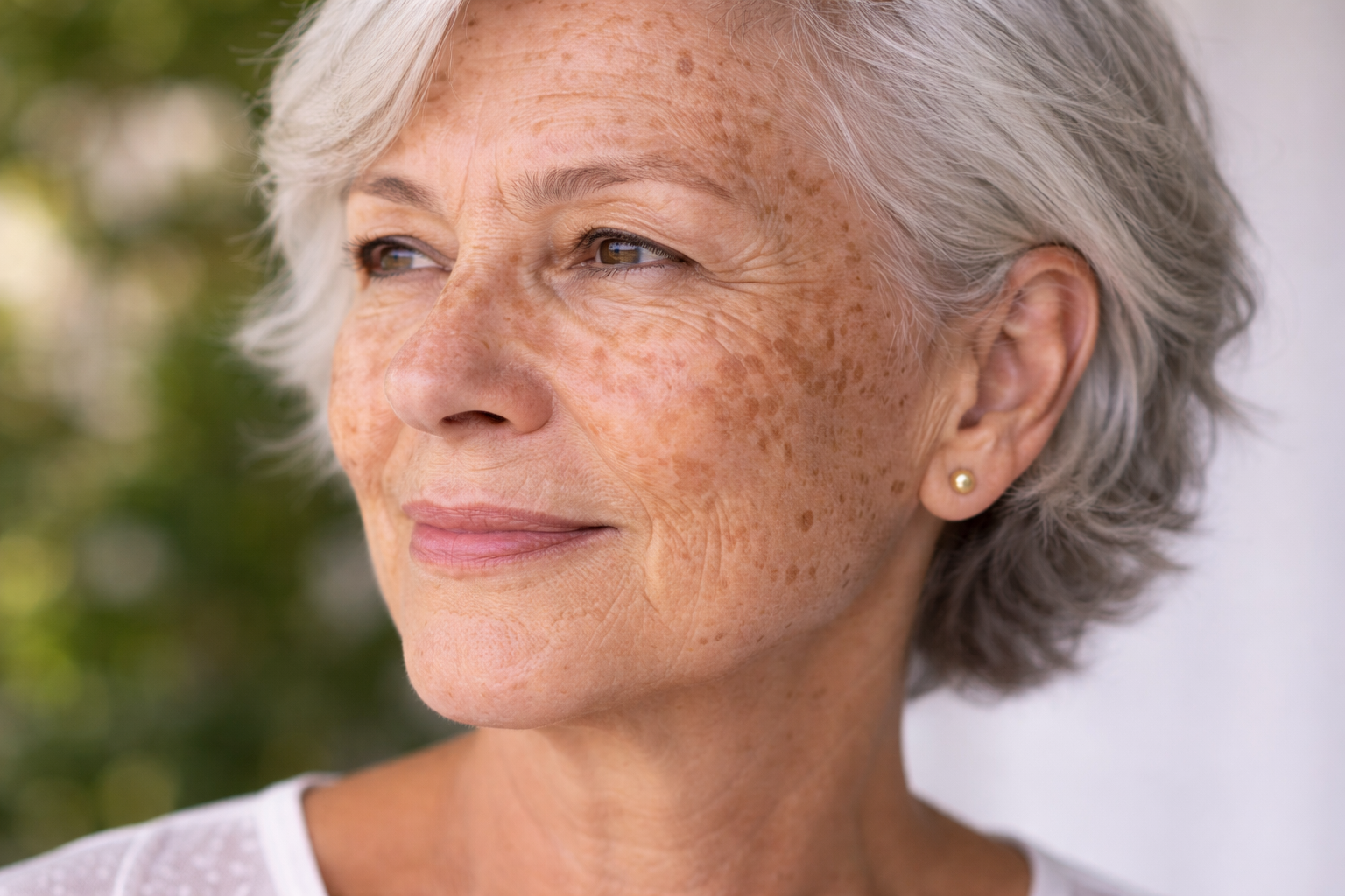 woman with sun spots on skin